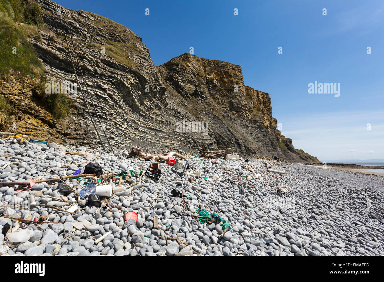 Litter on the beach. Stock Photo