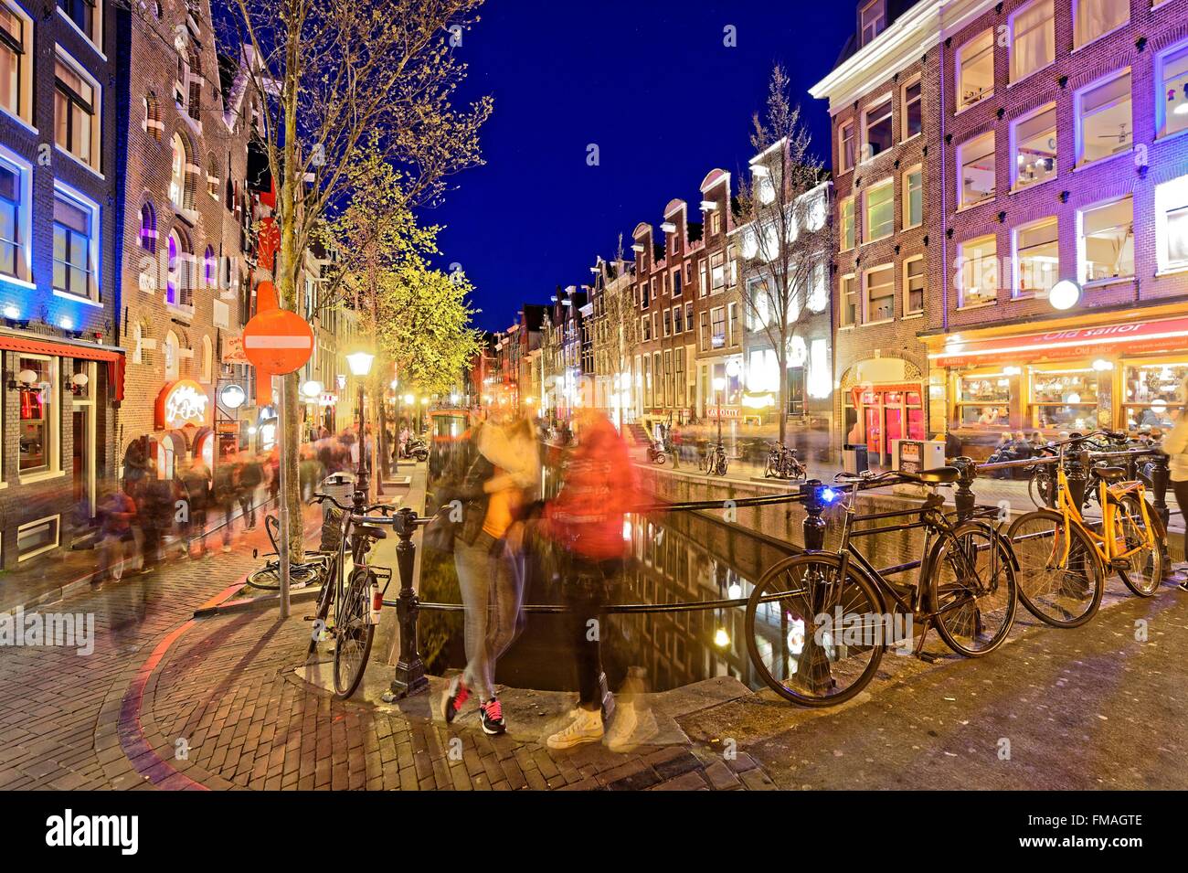 Netherlands, Northern Holland, Amsterdam, red District, Oudezijds Achterburgwal canal Stock Photo