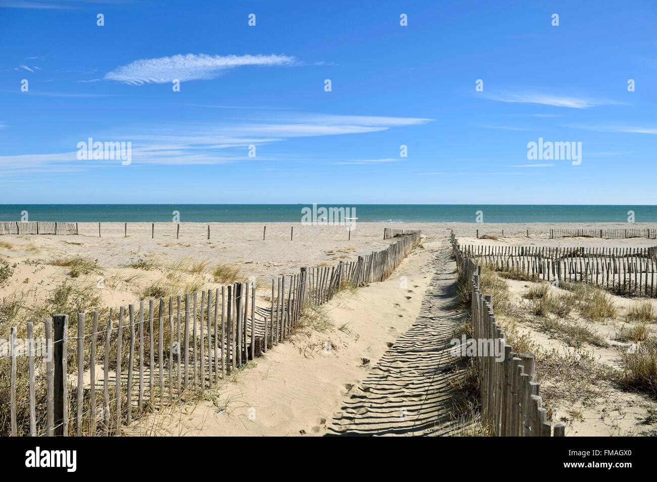 France, Pyrenees Orientales, Canet en Roussillon, the beach Stock Photo