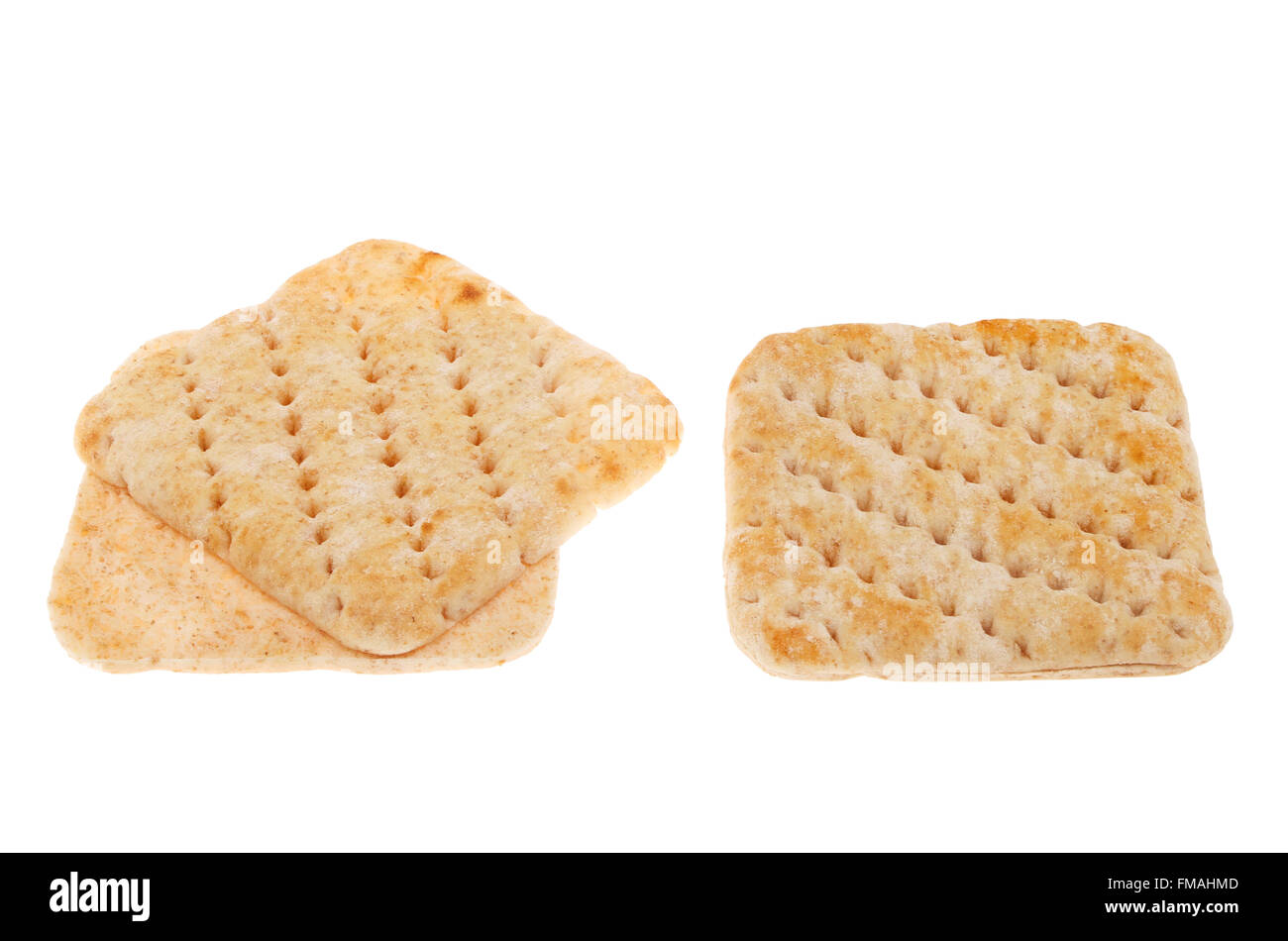 Sandwich thin slices isolated against white Stock Photo