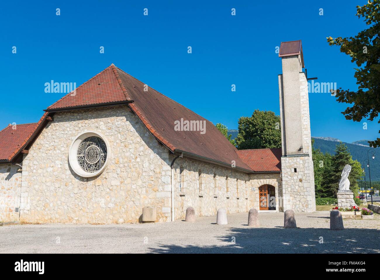 France, Ain, Pays de Gex, Segny, Notre Dame de la Route Blanche chapel built between 1949 and 1952 by the architect Pierre Stock Photo