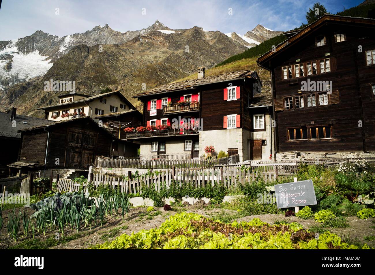 Switzerland, Canton of Valais, Saas Valley, Saas Fee, 1800 m, the historical heart of the village Stock Photo