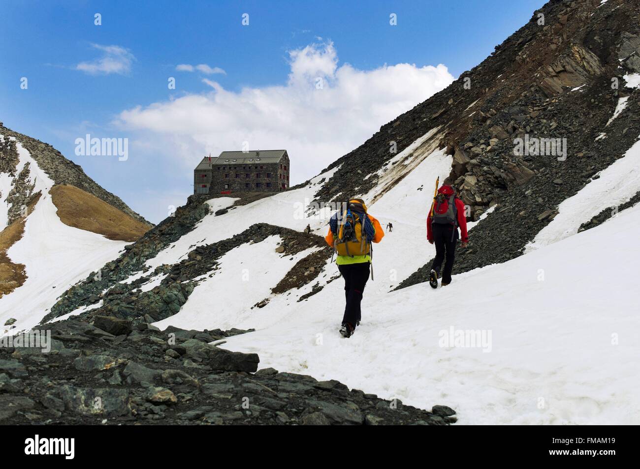 Switzerland, Canton of Valais, Saas Valley, Saas Fee, the approach path to Brittania hut, 3030 m Stock Photo