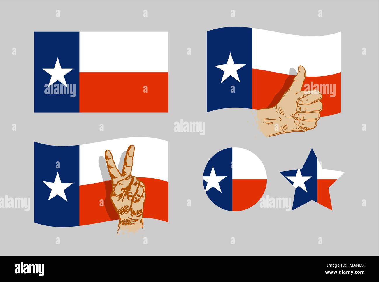 Texas flag icons set. vector illustration Stock Vector