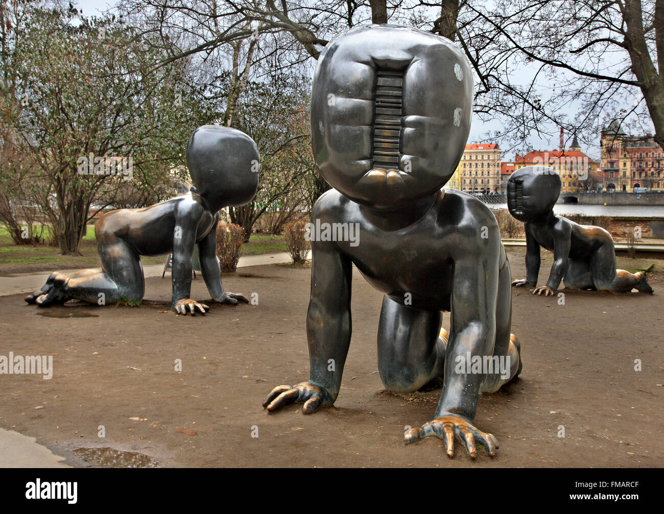 The "Babies" ("Mimina") sculpture by David Cerny in Kampa island, Mala  Strana, Prague, Czech Republic Stock Photo - Alamy