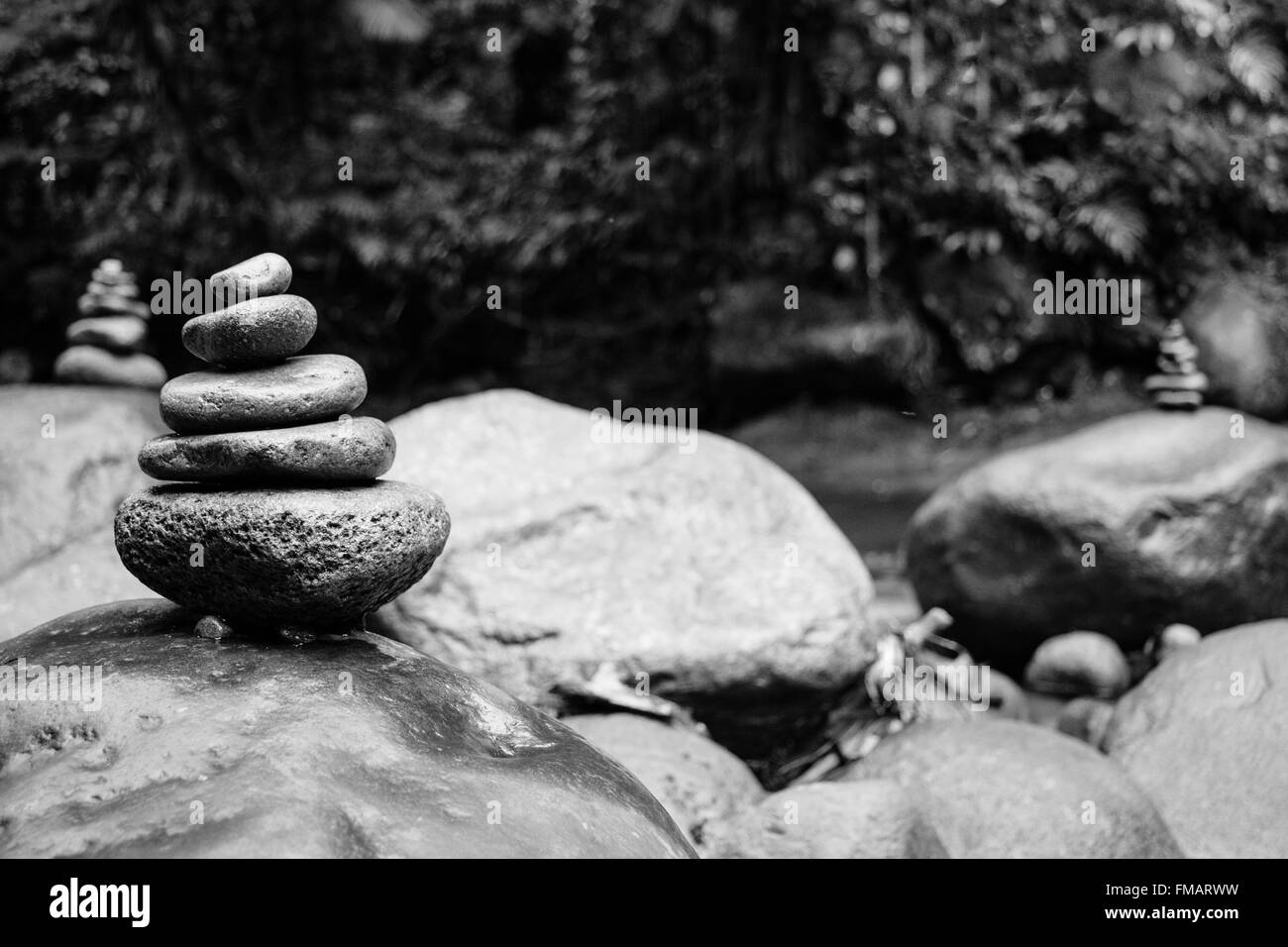 Three piles of stones Black and White Stock Photos & Images - Alamy