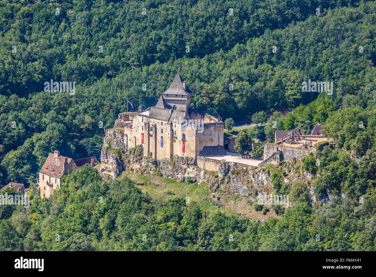 France, Dordogne, Castelnaud la Chapelle, labelled Les Plus Beaux Villages de France (The Most Beautiful Villages of France), Stock Photo