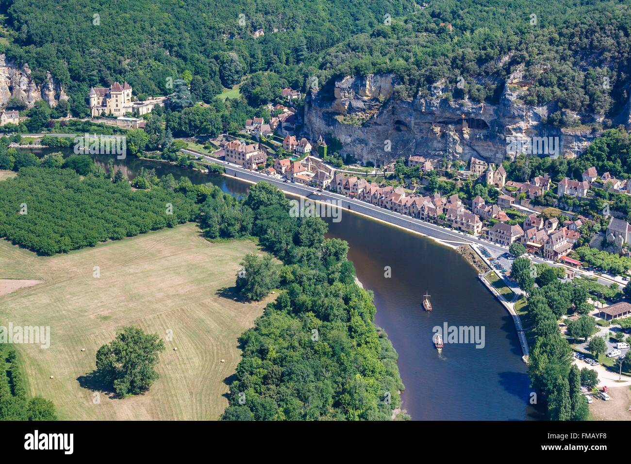 France, Dordogne, La Roque Gageac, labelled Les Plus Beaux Villages de France (The Most Beautiful Villages of France), the Stock Photo