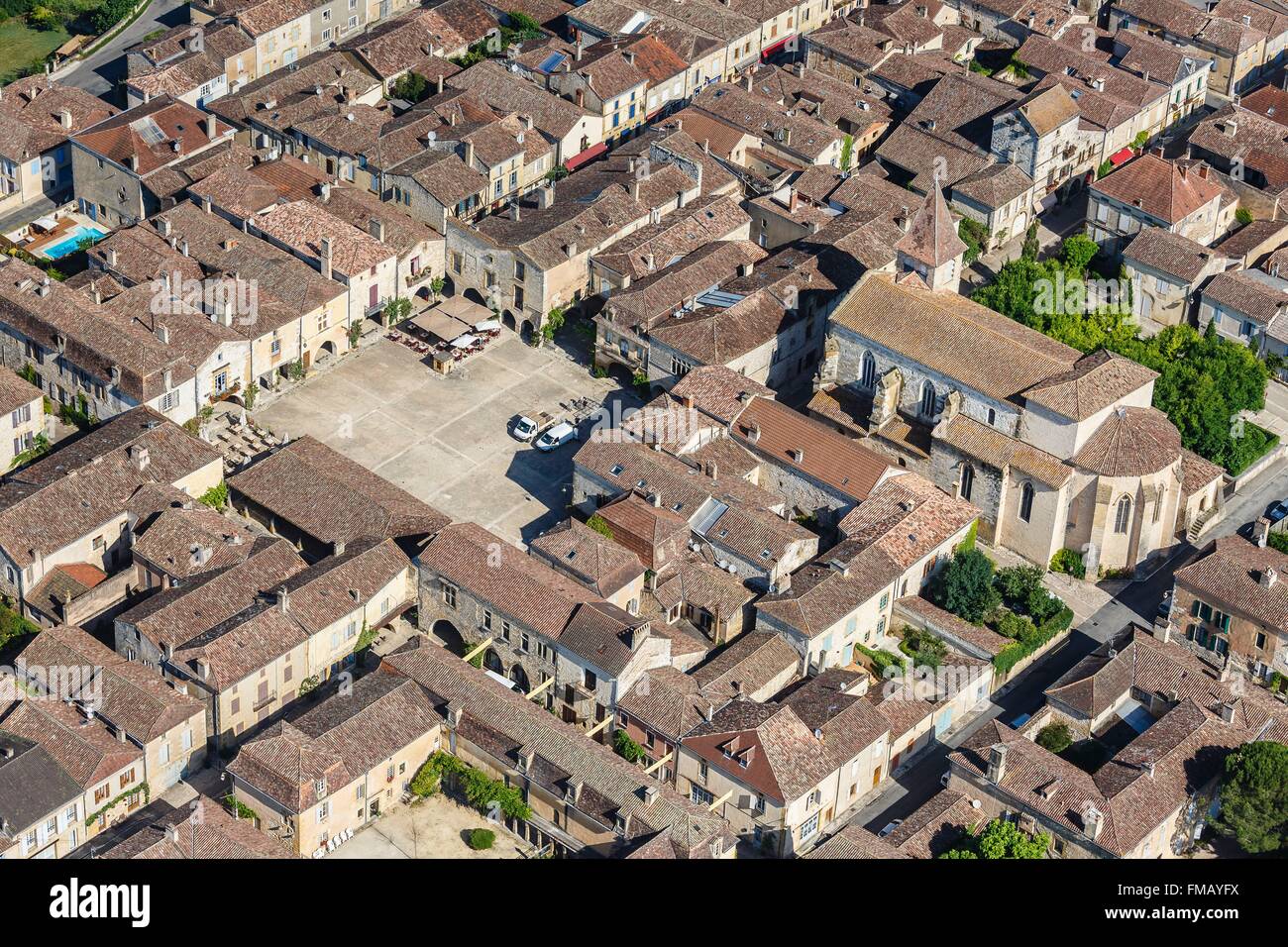 France, Dordogne, Monpazier, labelled Les Plus Beaux Villages de France (The Most Beautiful Villages of France), the walled Stock Photo