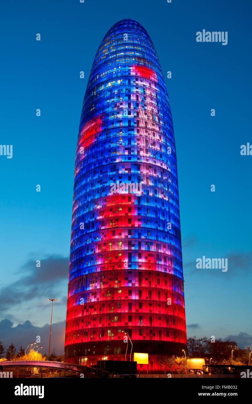 Spain, Catalonia, Barcelona, Torre Agbar (Agbar Tower) Stock Photo