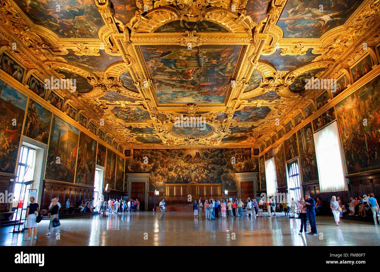 Italy, Venice, Great Council Room in Doge's Palace Stock Photo