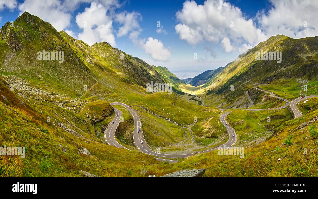 Transfagarasan Mountain Winding Road in Romania Stock Photo