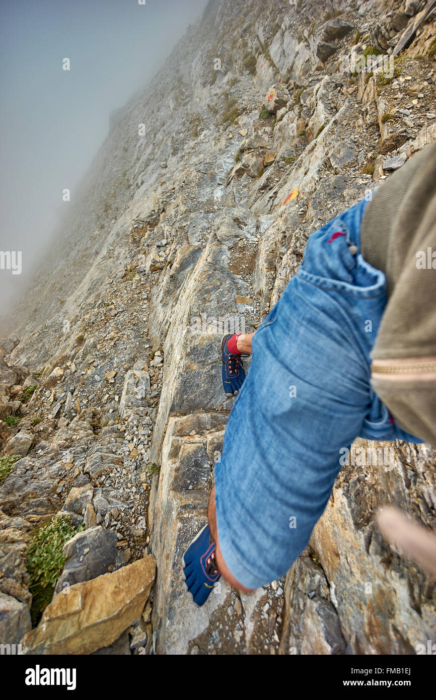 Dangerous Mountain Climb Stock Photo Alamy