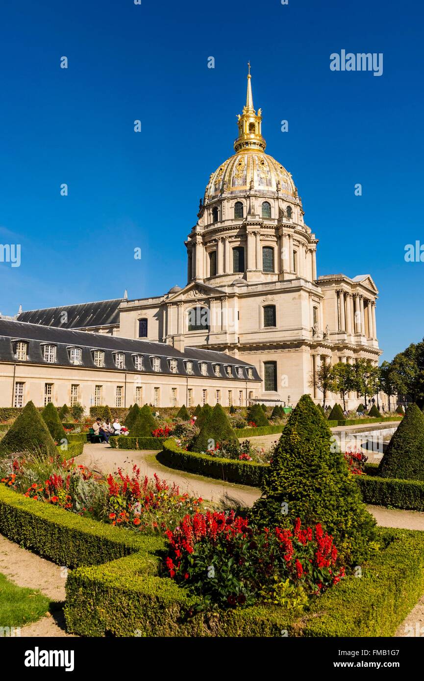 France, Paris, area listed as World Heritage by UNESCO, Cathedral Saint Louis des Invalides Stock Photo