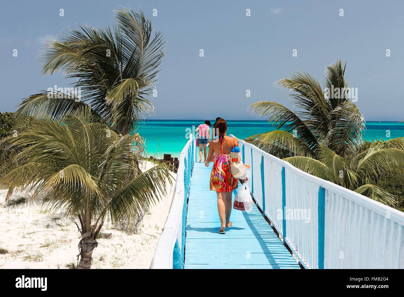 Cuba, Ciego de Avila, Jardines del Rey, Cayo Guillermo, On the way to the beach and turquoise waters Stock Photo