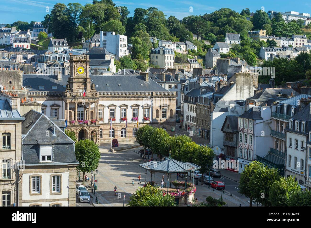 France, Finistere, Morlaix, Hostages square, the Town Hall Stock Photo