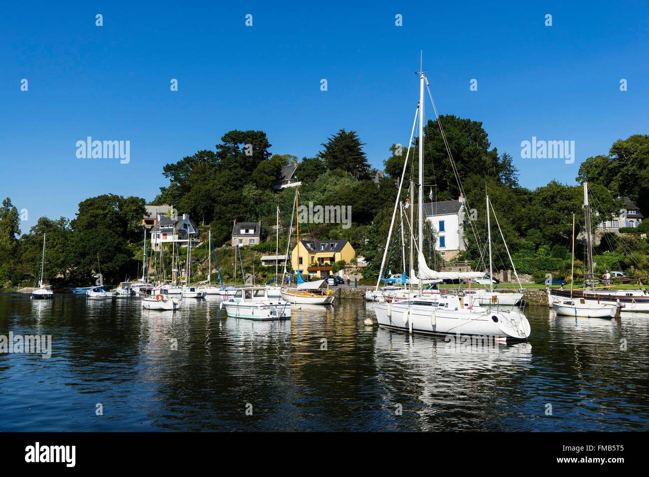 France, Finistere, Pont Aven, the harbour to high tide Stock Photo