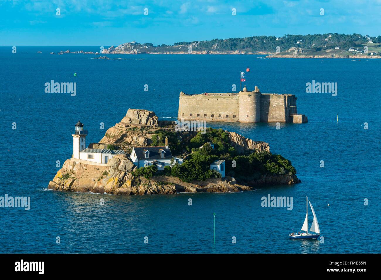 France, Finistere, Bay of Morlaix, Carantec, Louet island and 16th ...