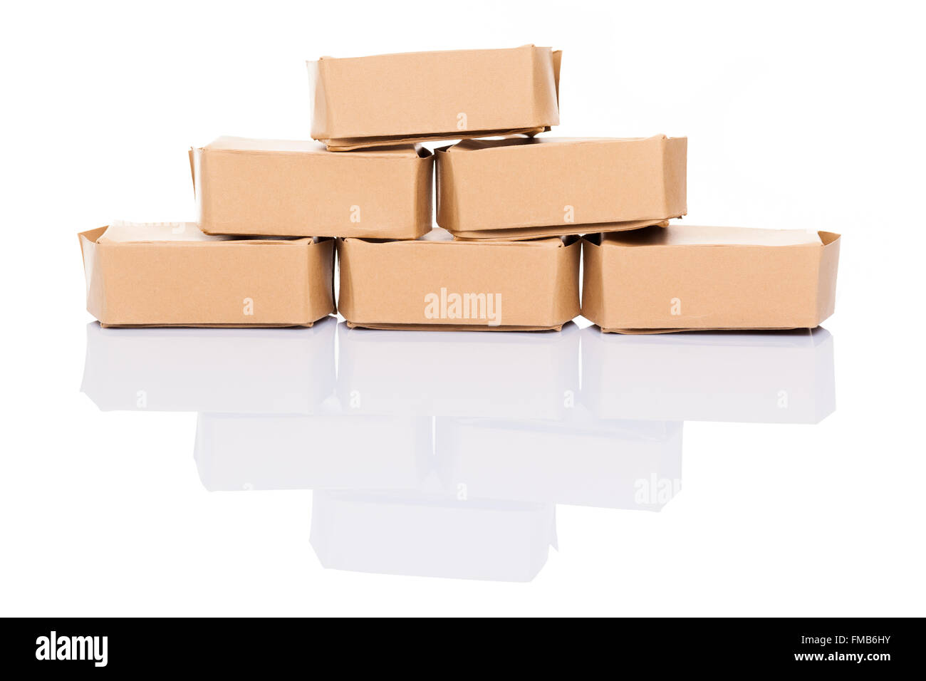 Stack of cardboard boxes, isolated on white background Stock Photo - Alamy
