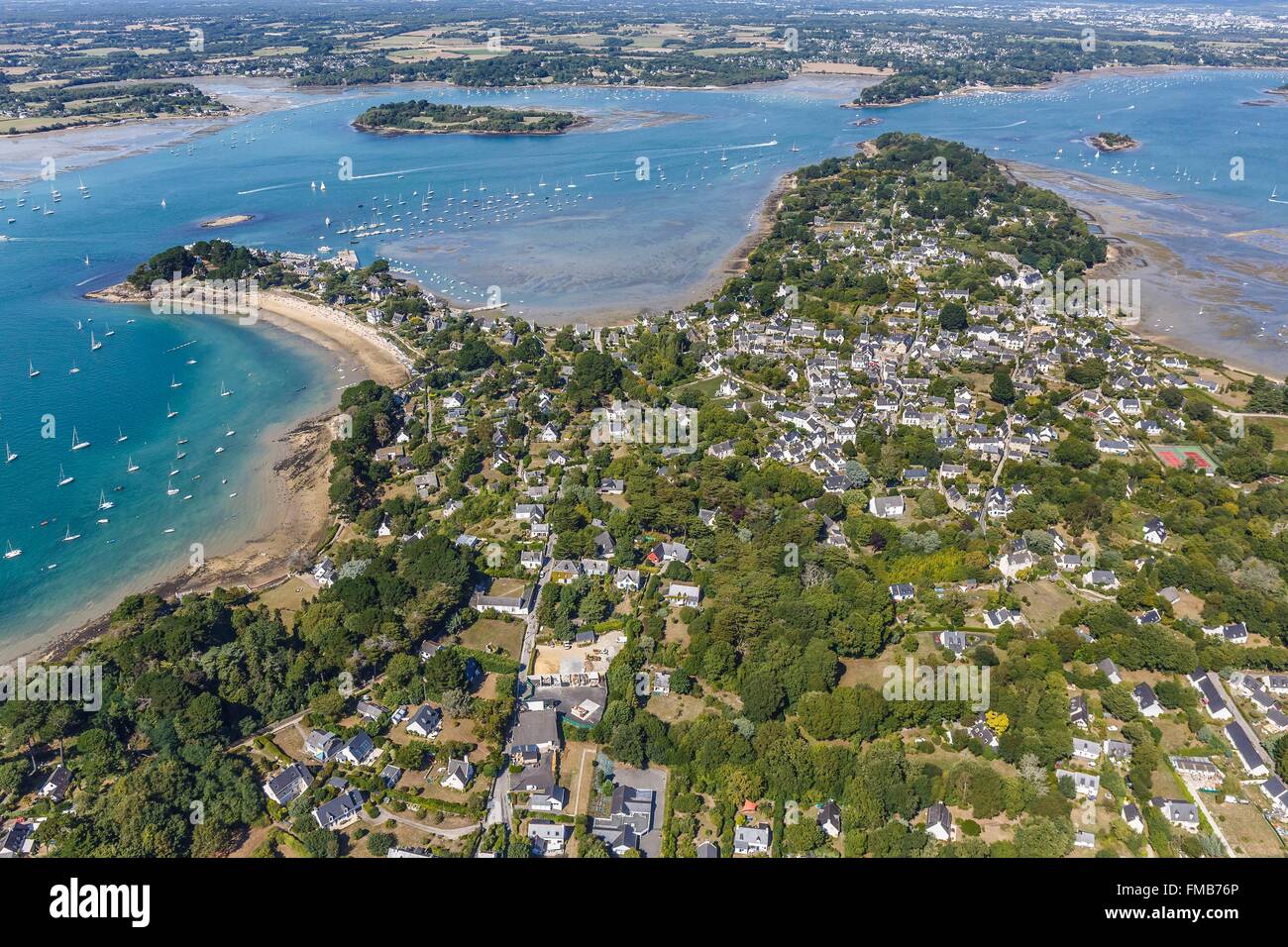 France, Morbihan, Gulf of Morbihan, Ile aux Moines (aerial view) Stock Photo