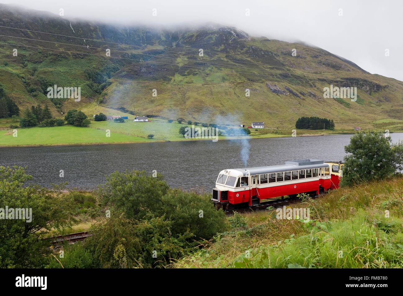 Ireland, County Donegal, Fintown, Loch Finn, tourist train Fintown Stock Photo