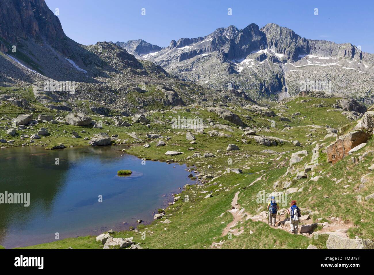 Spain, Catalonia, Val d'Aran, Arties, Aigüestortes i Estany de Sant Maurici National Park, between Monges and Travessani lakes, Stock Photo