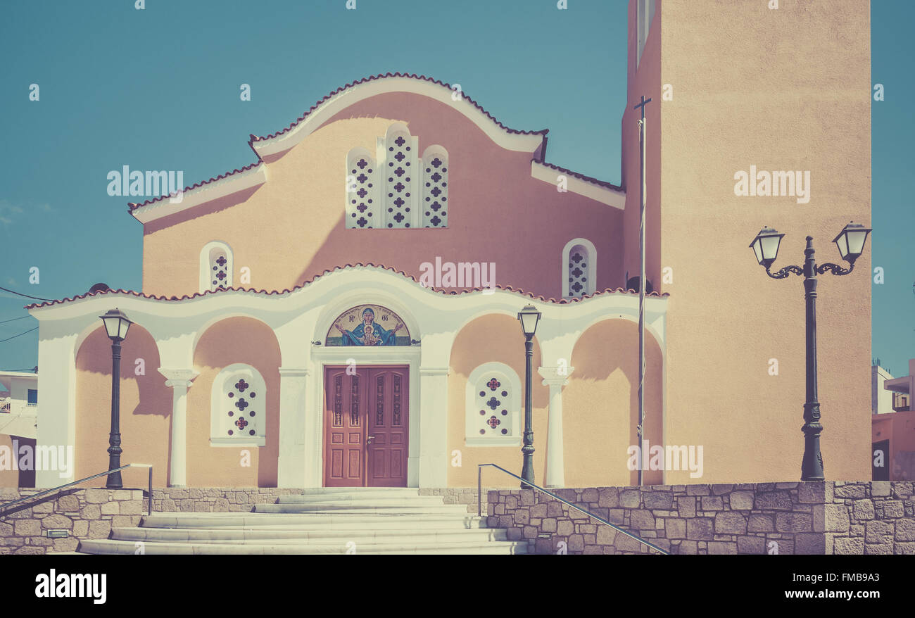 Greek orthodox church on Mediterranean Kos island in Kefalos village Stock Photo