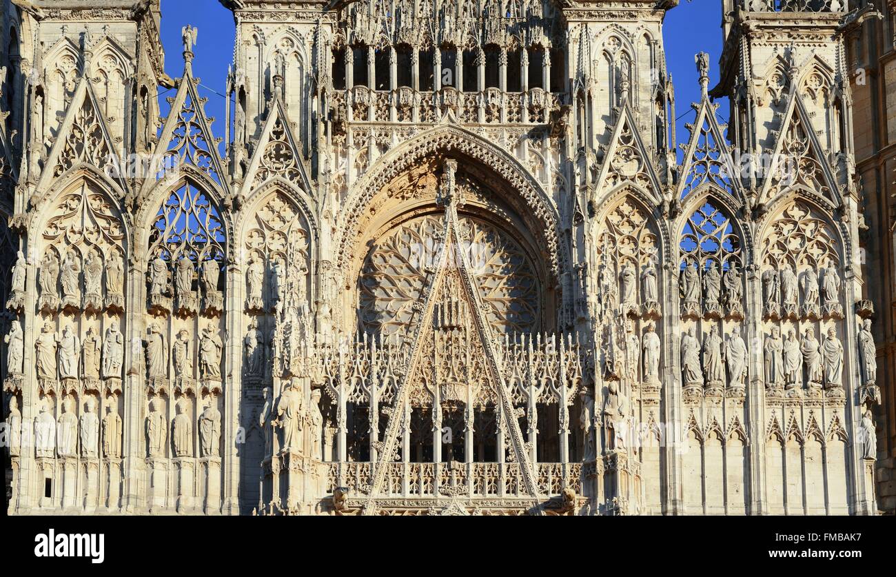 France, Seine Maritime, Rouen, Saint Ouen Abbey (12th to 15th century) and Flamboyant Gothic style Stock Photo