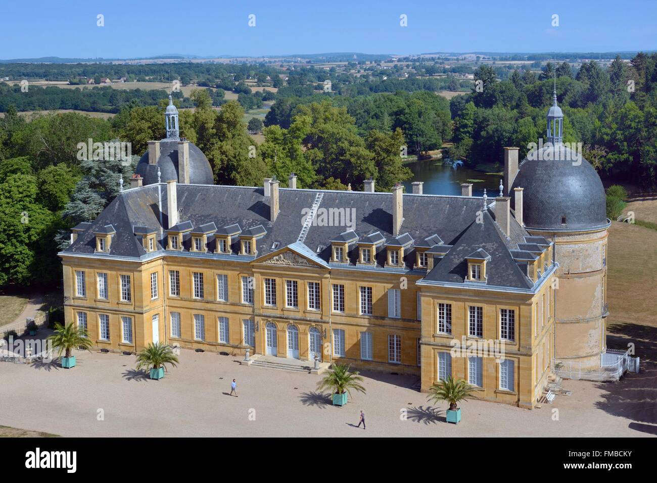 France, Saone et Loire, Palinges, the castle of Digoine (aerial view) Stock Photo