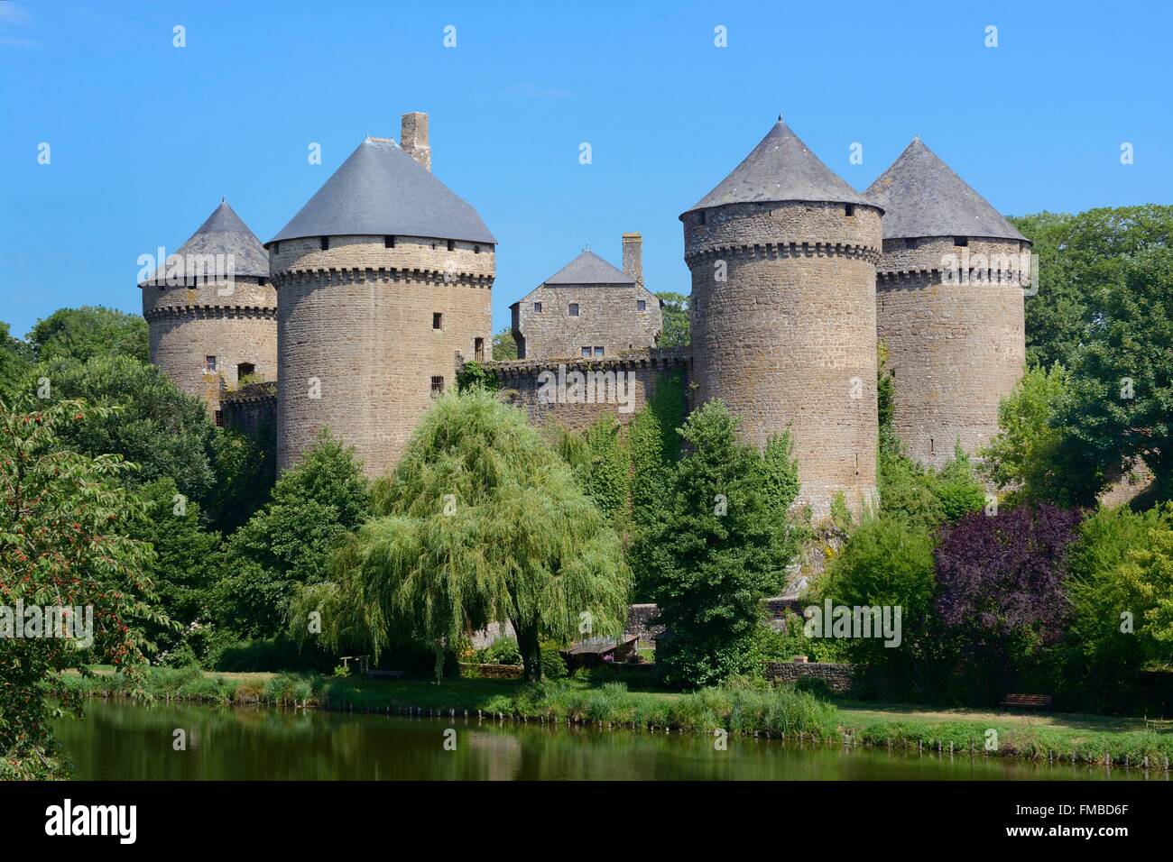 France, Mayenne, Lassay les Chateaux, the castle Stock Photo