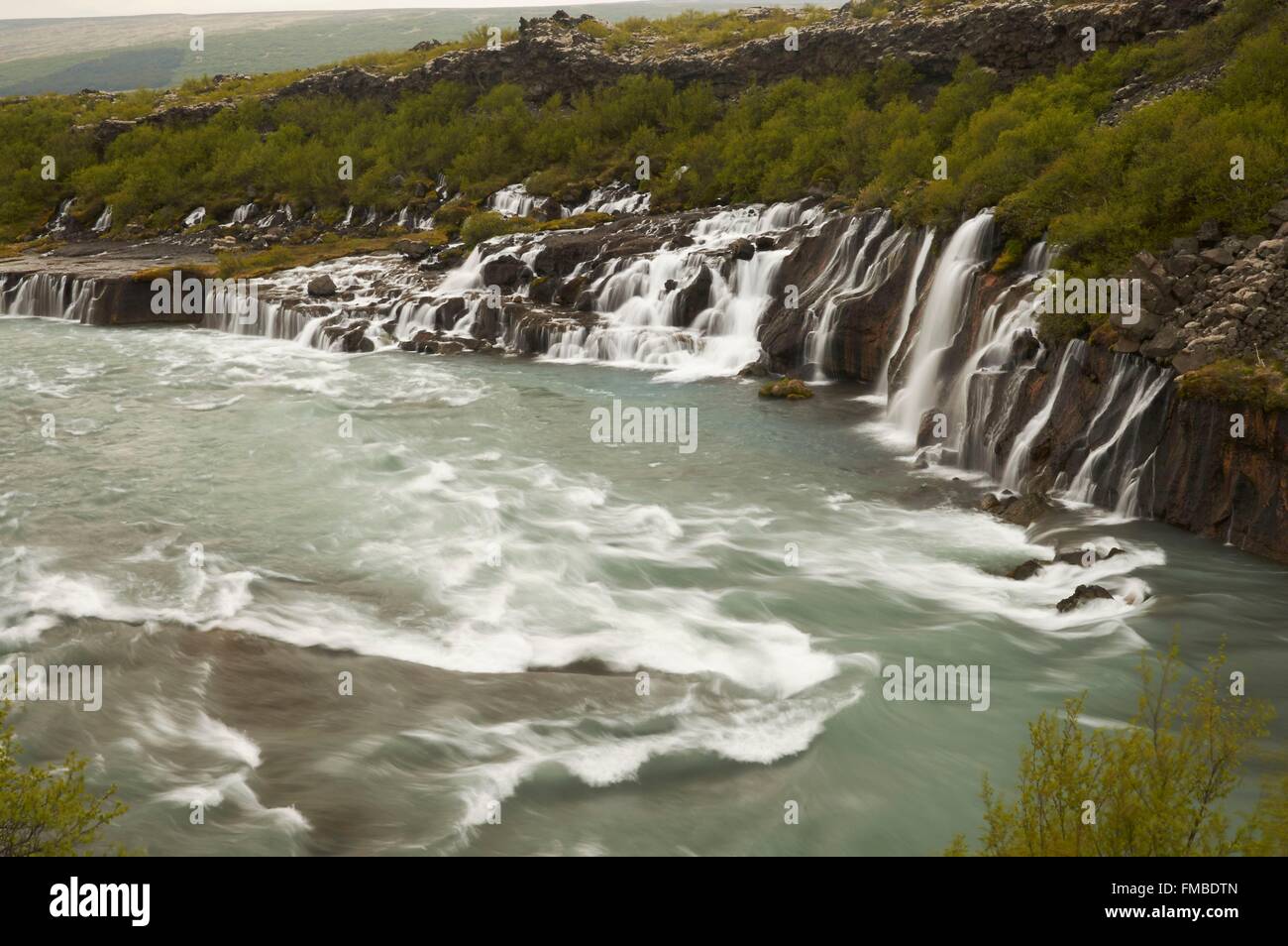 Iceland, West, waterfalls Hraunfossar and Barnafoss Stock Photo