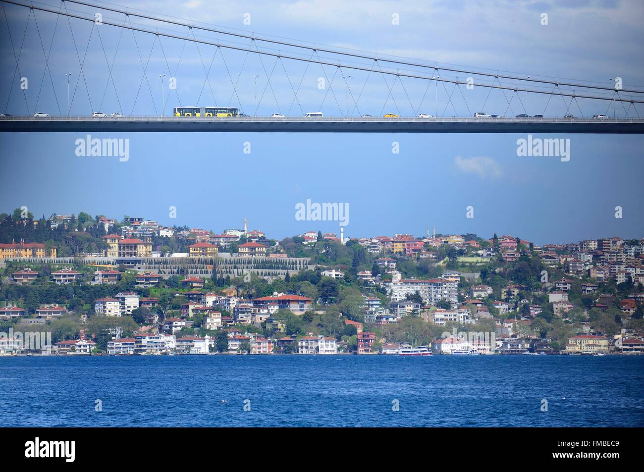Turkey, Istanbul, Bridge Europe-Asia above Bosphorus Stock Photo