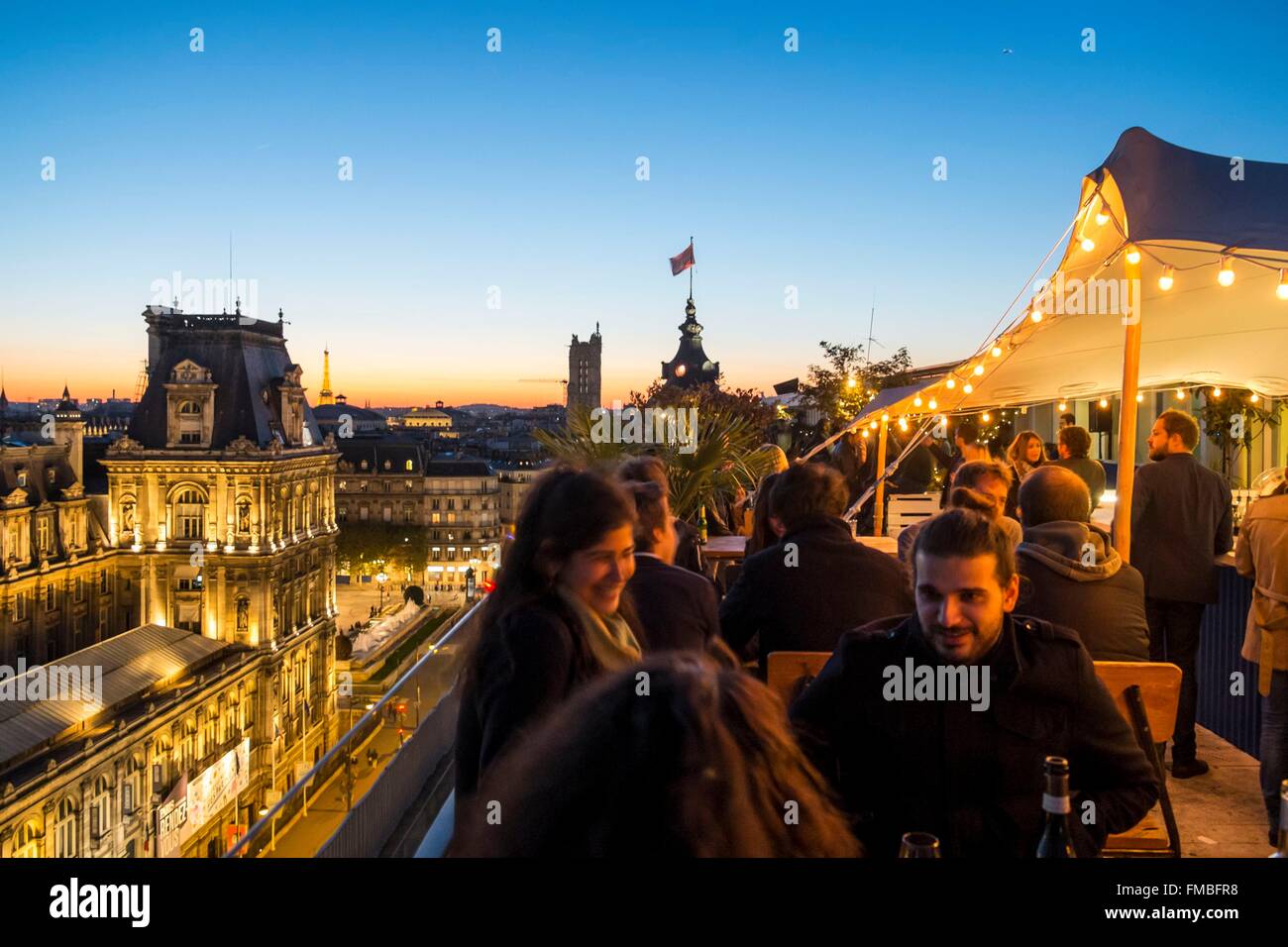 France, Paris, Perchoir Bar on the roof of Bazar de l'Hôtel de Ville Stock Photo