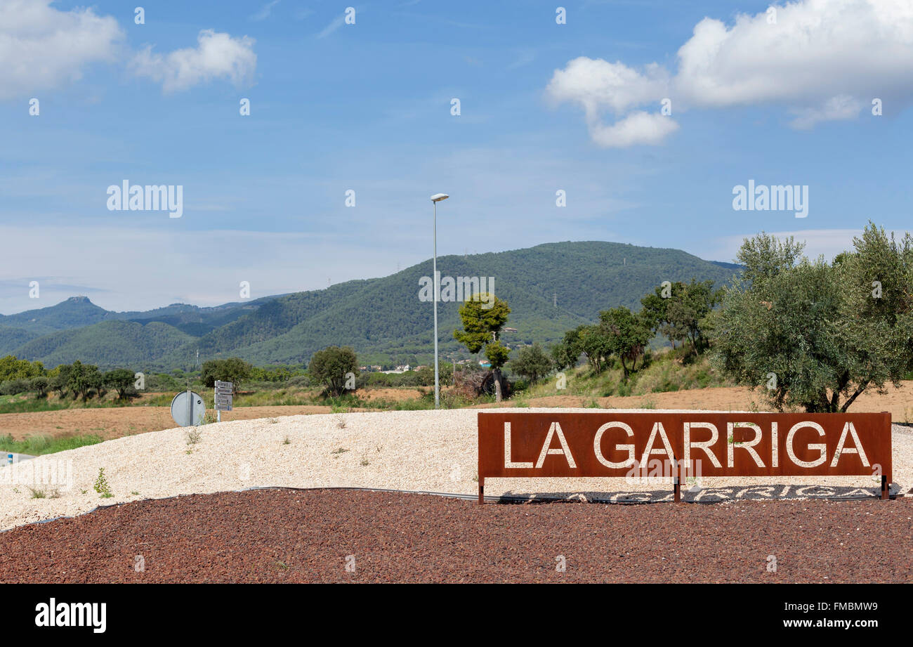 Sign city entrance,La Garriga,Catalonia,Spain. Stock Photo