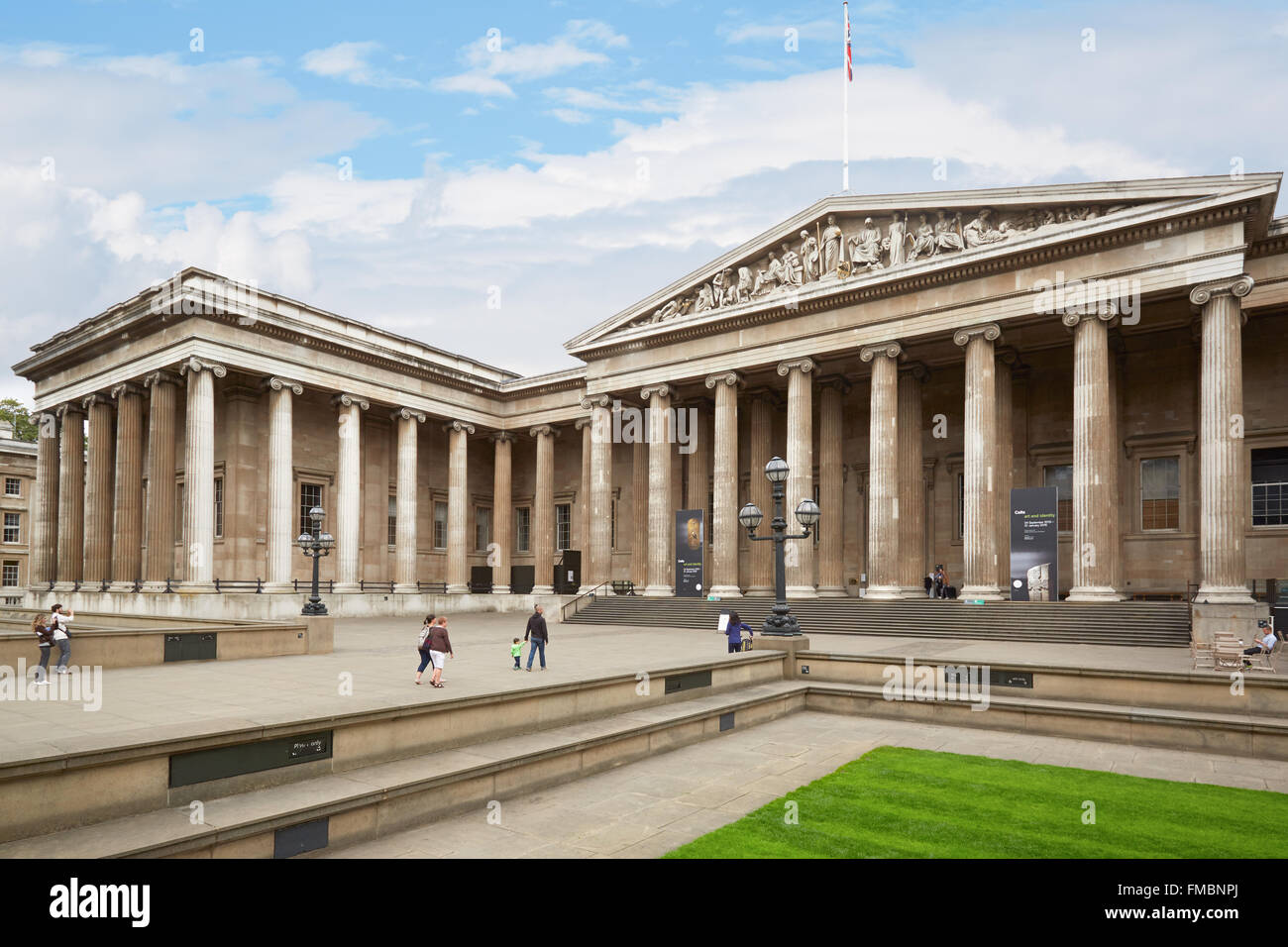 British Museum building with people in London Stock Photo