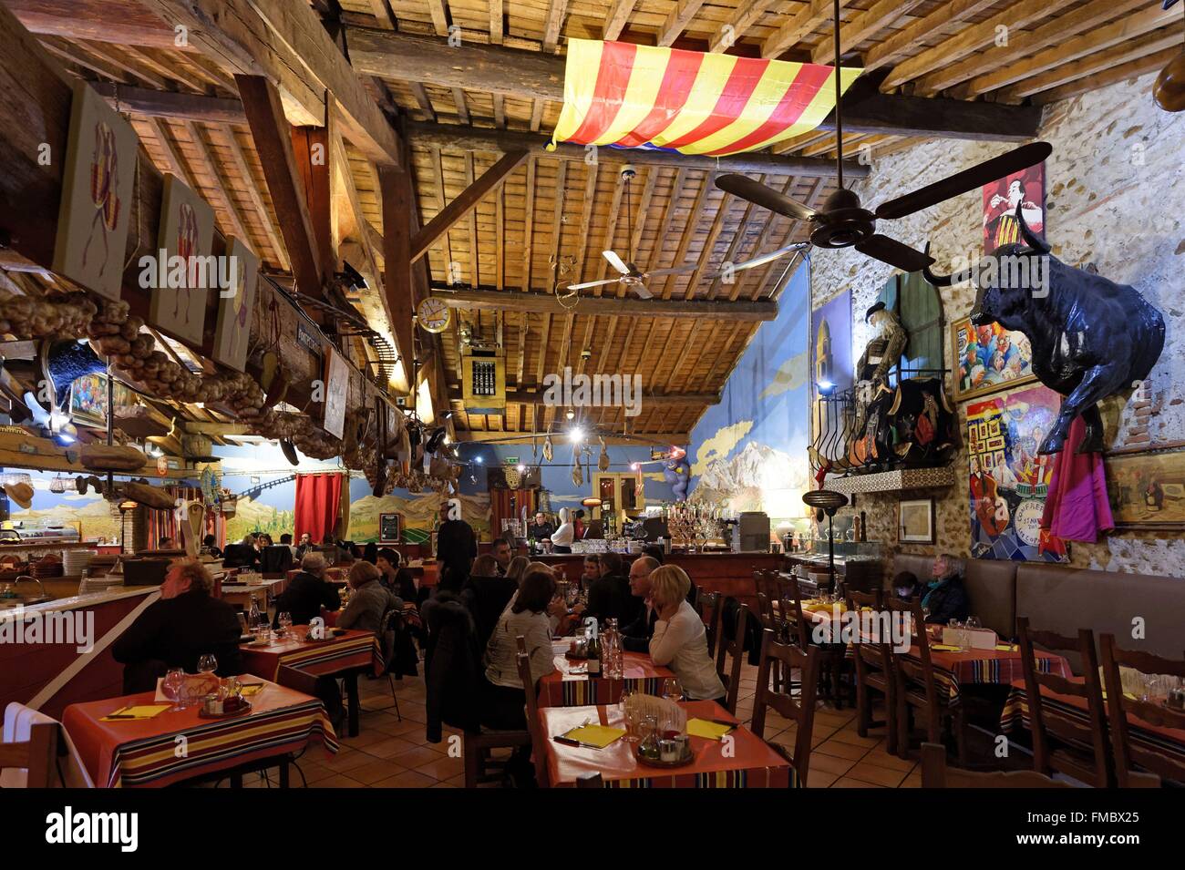 France, Pyrenees Orientales, Canet en Roussillon, Vigatane restaurant Stock Photo