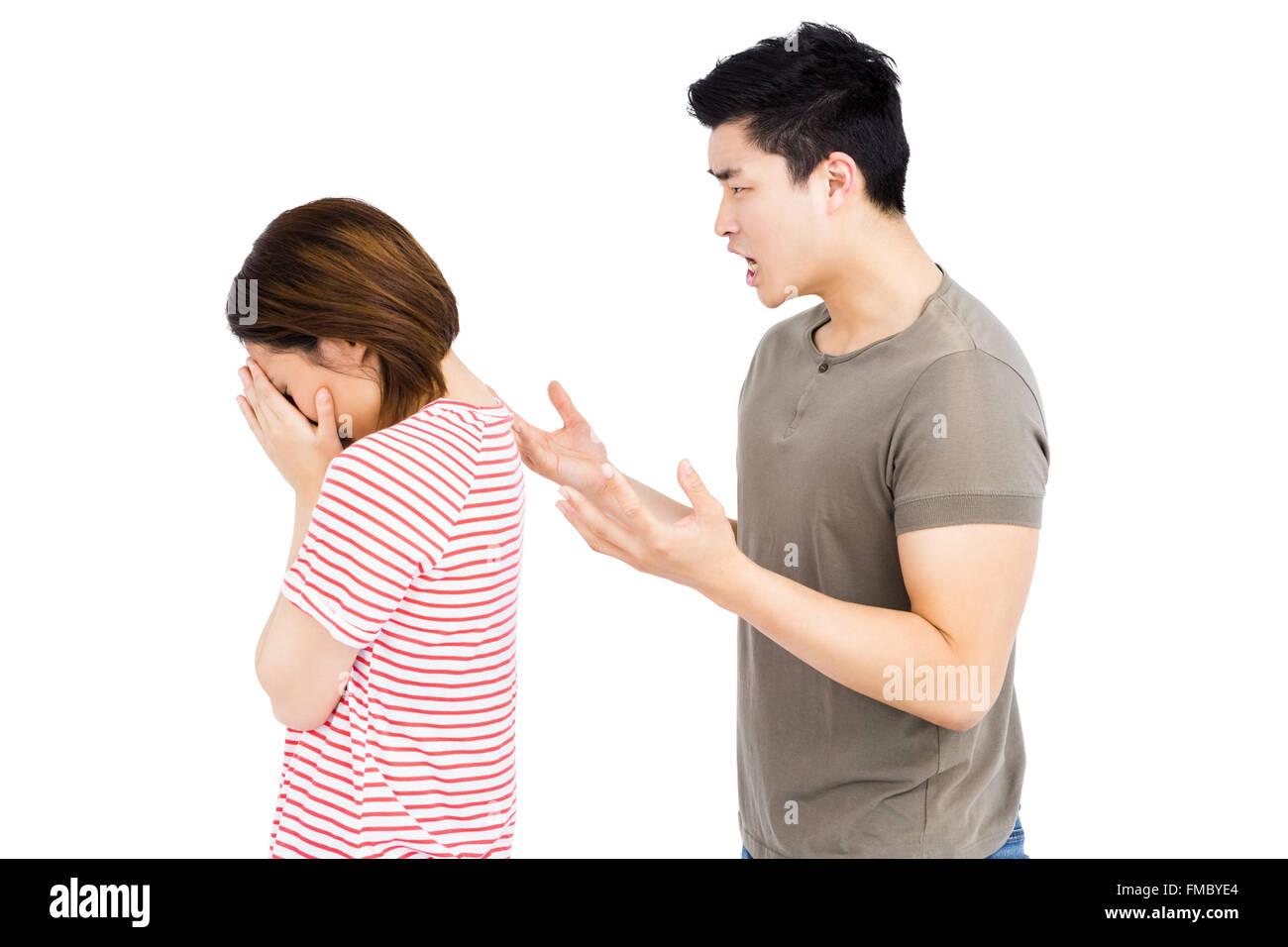 Young man and young woman into an argument Stock Photo