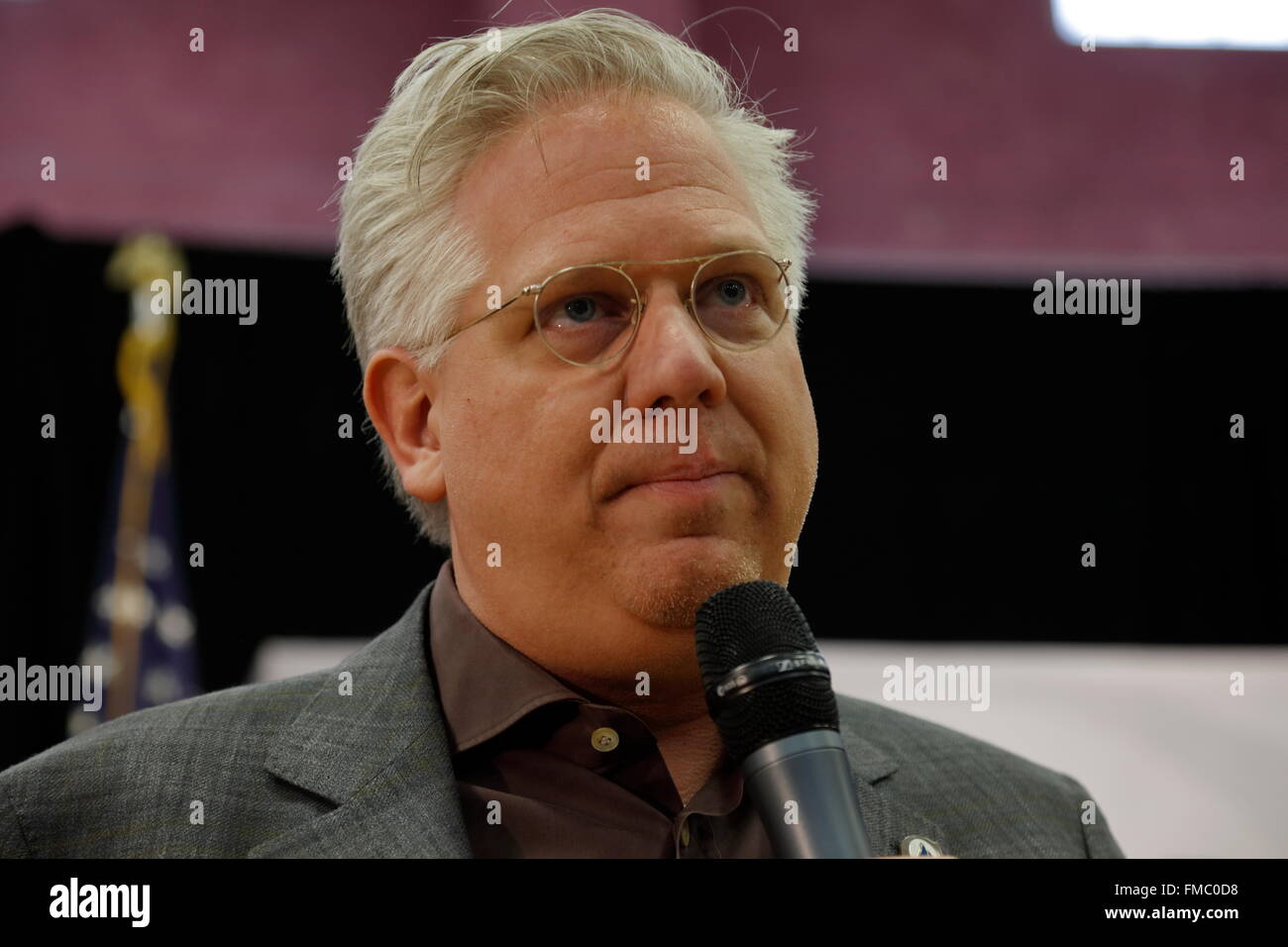 Talk show host Glenn Beck introduces US Senator Ted Cruz Campaigns in Las Vegas before Republican Nevada Caucus Stock Photo