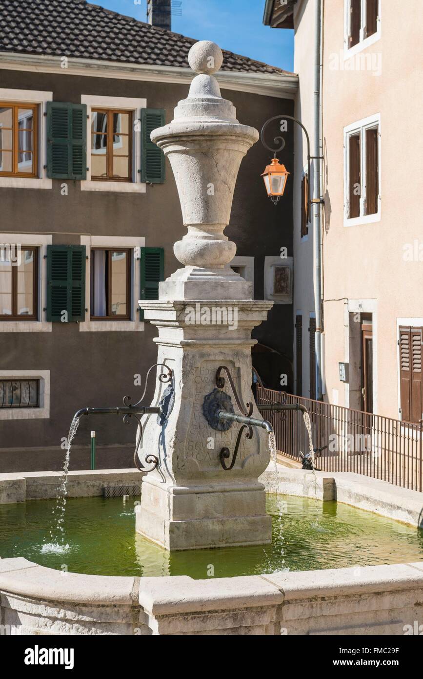 France, Ain, Pays de Gex, city of Gex, 18th century fountain Stock Photo