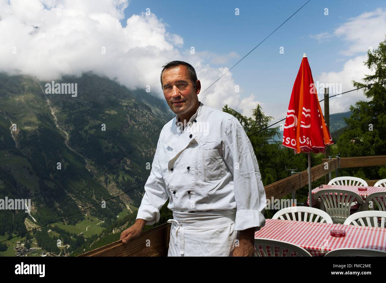 Switzerland, Canton of Valais, Saas Valley, Saas Grund, Triftalp restaurant Stock Photo