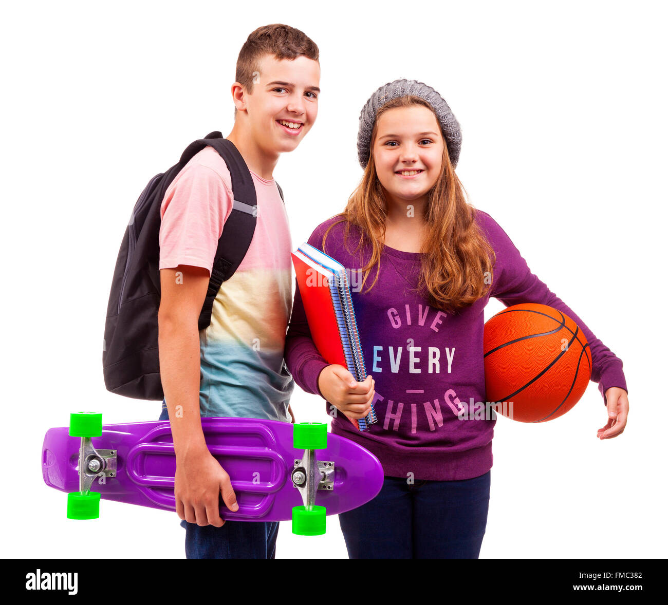 School kids smiling on white background Stock Photo - Alamy