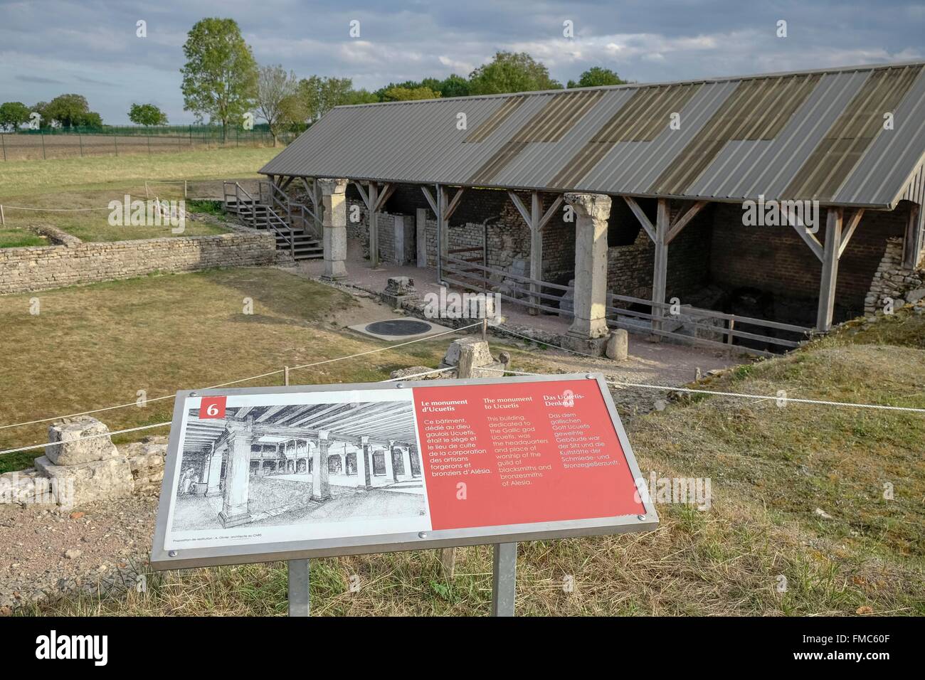 France, Cote d'Or, Alise-Sainte-Reine, Alesia museum park, Gallo-Roman city vestiges on mont Auxois, Ucuetis house Stock Photo