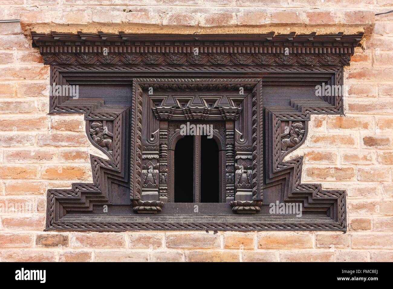 Nepal, Bagmati zone, Kathmandu, a newar window Stock Photo
