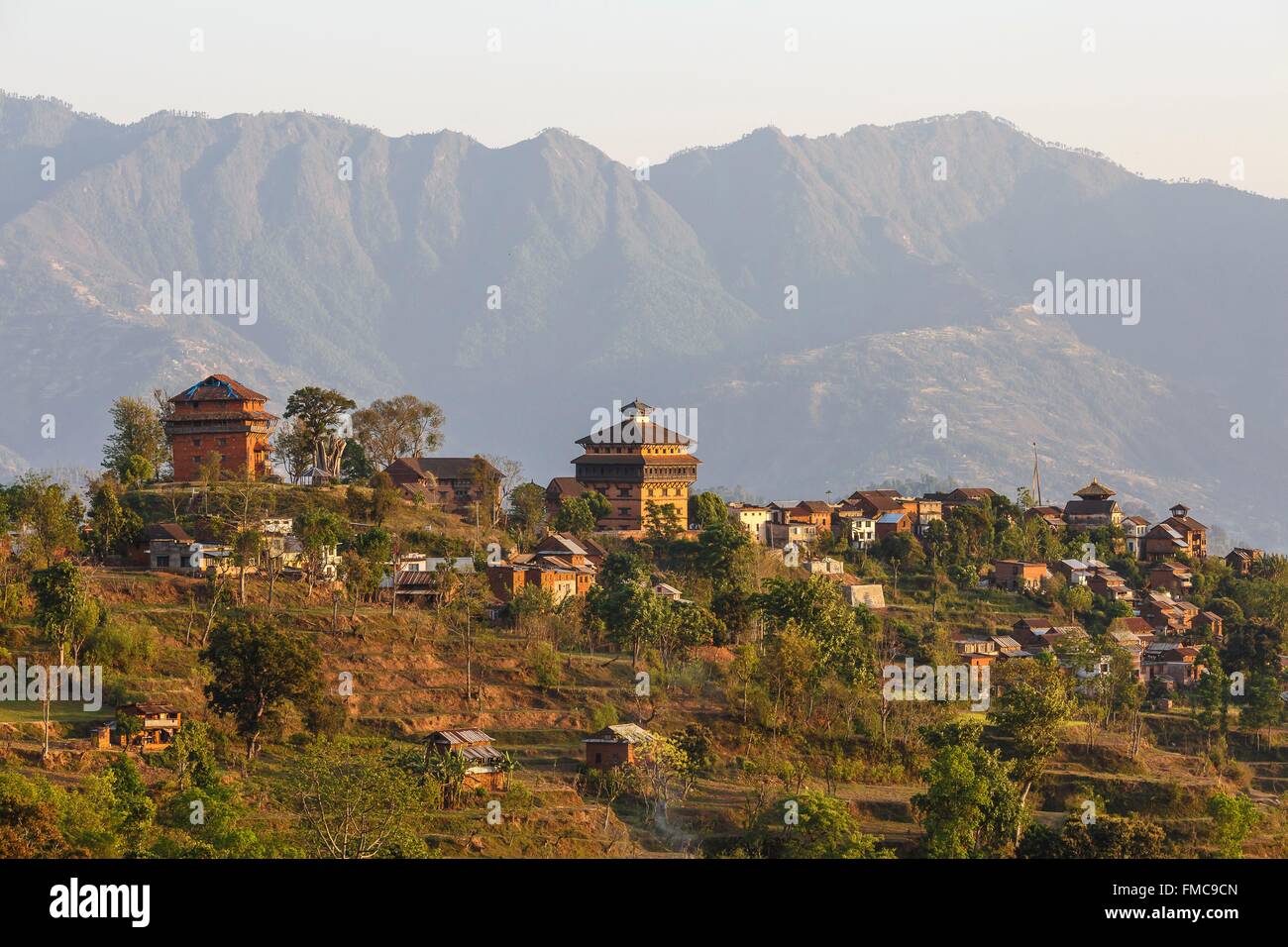 Nepal, Bagmati zone, Nuwakot, Nuwakot Sat Tale Durbar (seven storey palace) and Taleju mandir Stock Photo