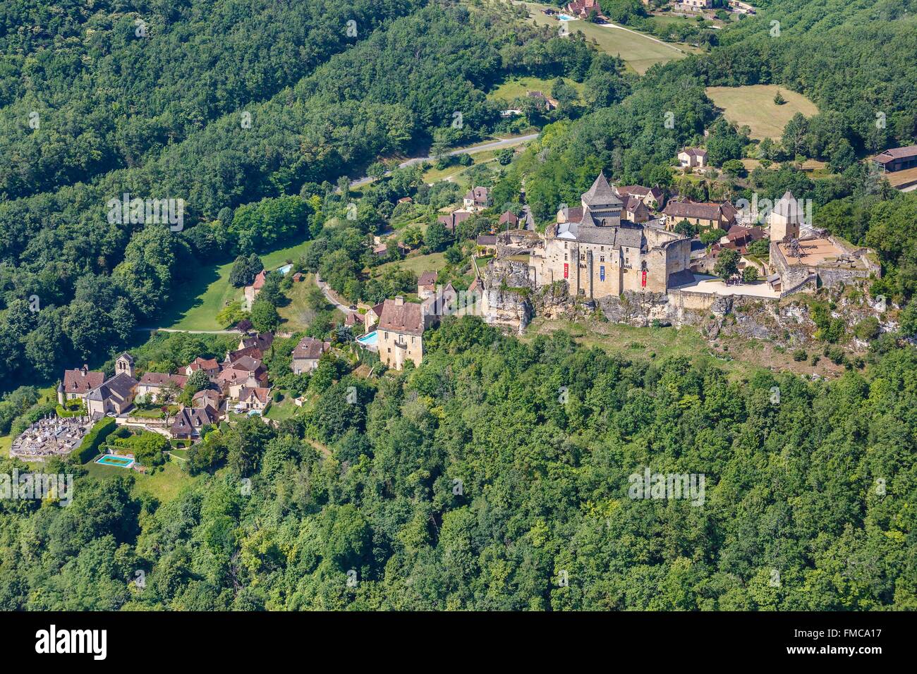 France, Dordogne, Castelnaud la Chapelle, labelled Les Plus Beaux Villages de France (The Most Beautiful Villages of France), Stock Photo