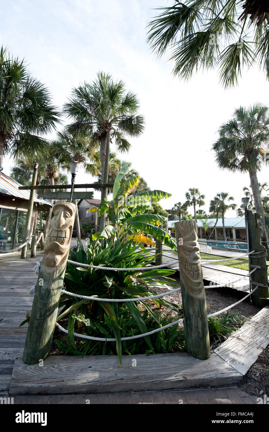 Tropical entrance to Conch House Restaurant in St. Augustine Florida
