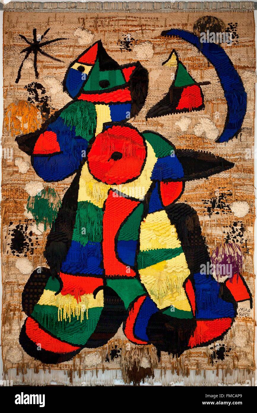 Spain, Catalonia, Barcelona, Tapestry in the Fundacio Joan Miro Stock Photo