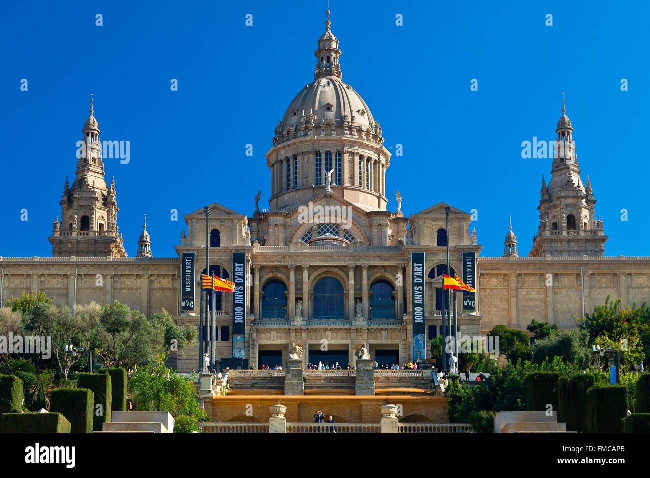 Spain, Catalonia, Barcelona, Montjuic, National Palace (Palau Nacional), Catalonia National Museum of Art (MNAC) Stock Photo