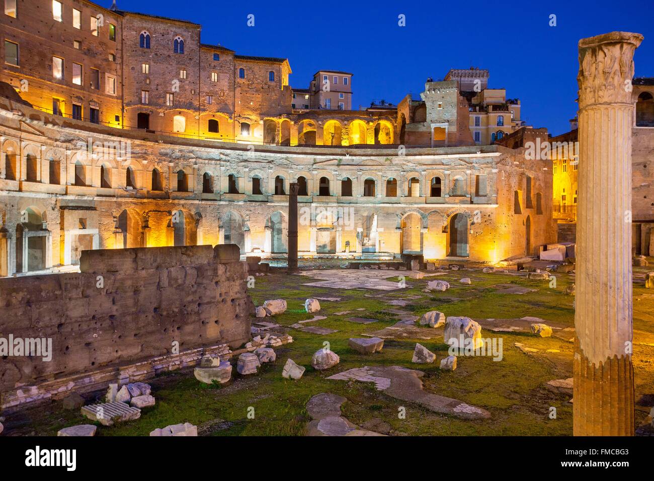 Italy, Lazio, Rome, historical center listed as World Heritage by UNESCO, the Imperial Fora or Fori Imperiali, series of public Stock Photo