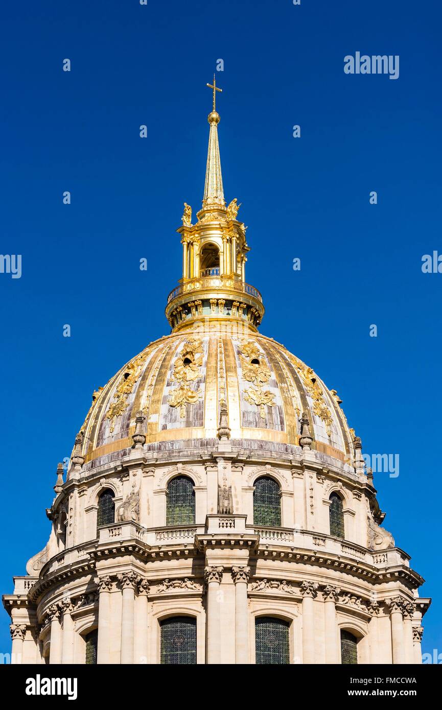France, Paris, area listed as World Heritage by UNESCO, Cathedral Saint Louis des Invalides Stock Photo